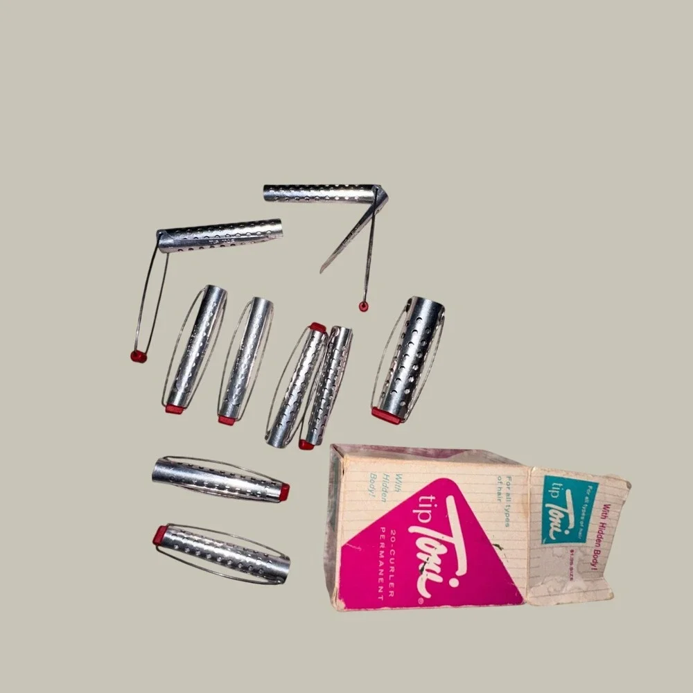 Vintage Tip Toni 20-Curler Permanent Box with Metal Perm Rollers Retro Beauty